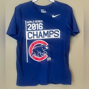 Chicago Cubs 2016 World Series blue short sleeve Tshirt Nike men’s Medium